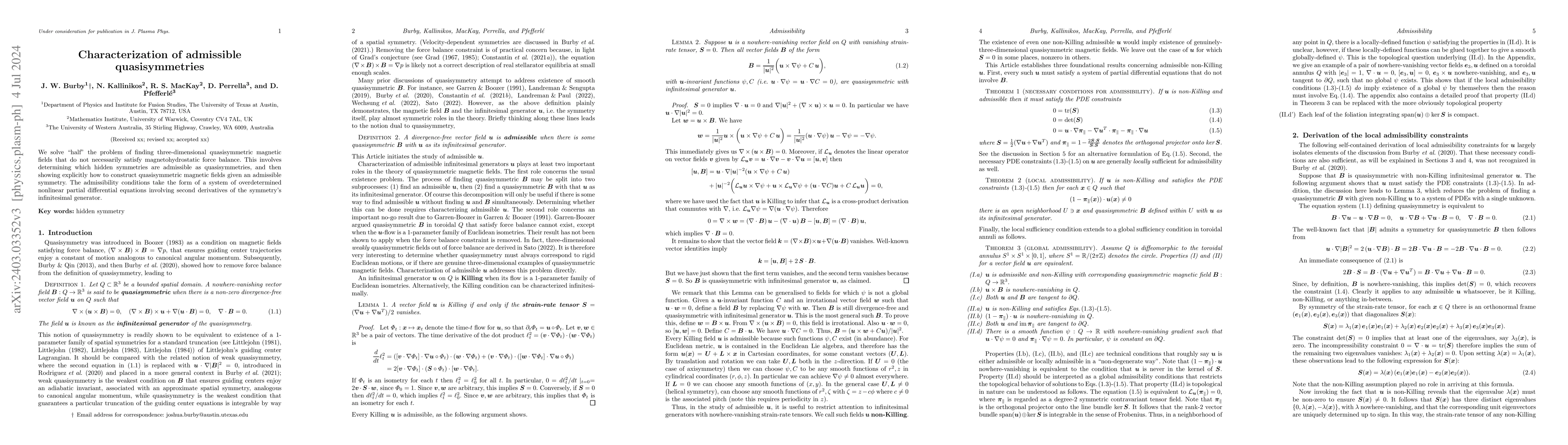 Thumbnail for Characterization of admissible quasisymmetries