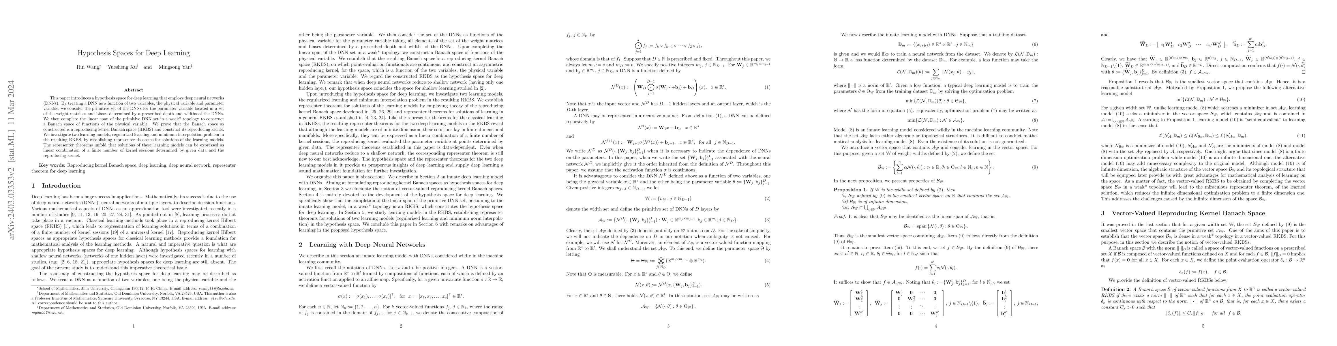 Thumbnail for Hypothesis Spaces for Deep Learning