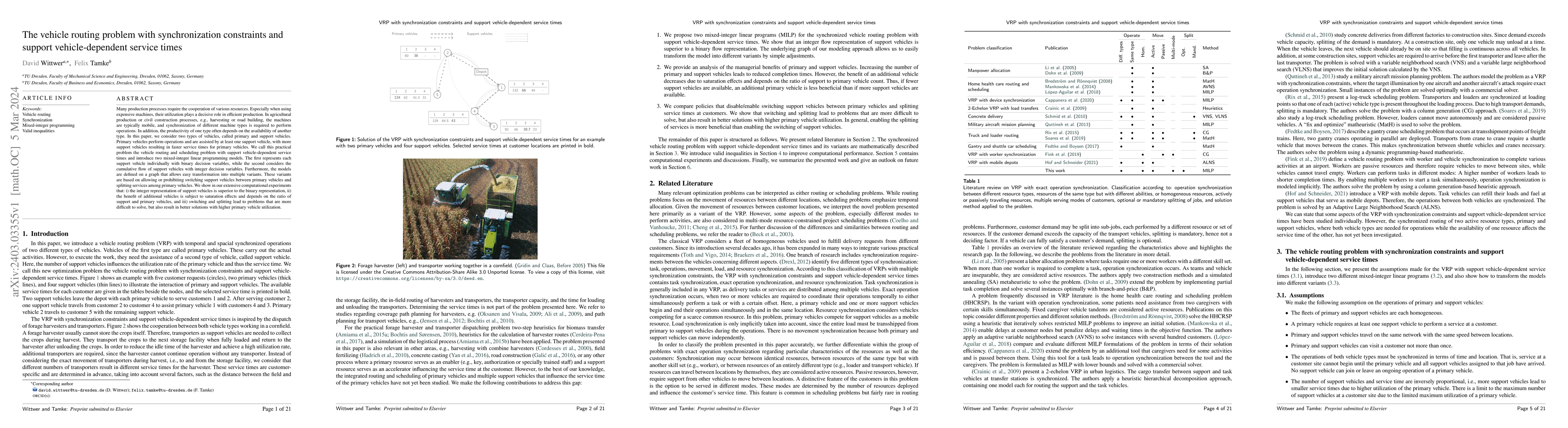 Thumbnail for The vehicle routing problem with synchronization constraints and support
  vehicle-dependent service times
