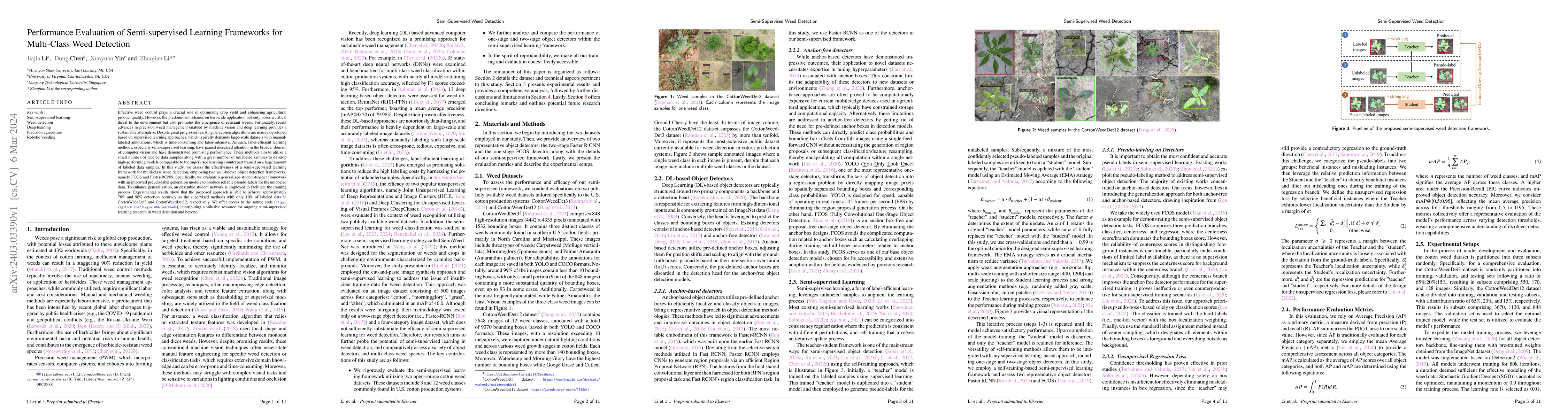 Thumbnail for Performance Evaluation of Semi-supervised Learning Frameworks for
  Multi-Class Weed Detection