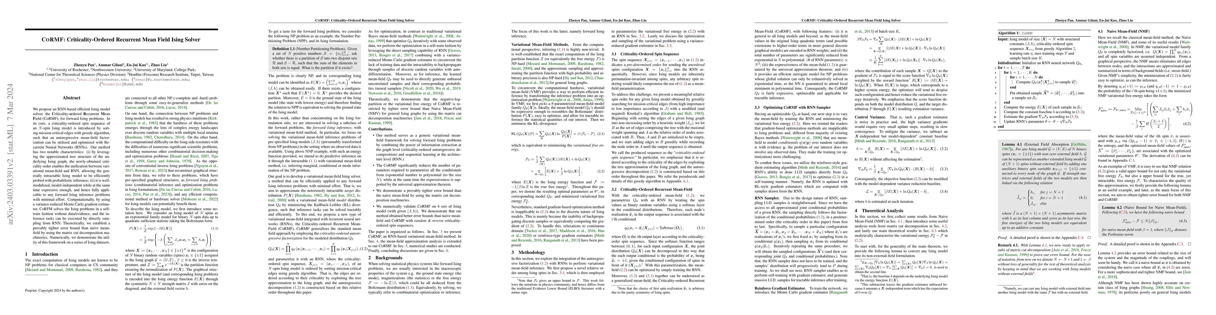 Thumbnail for CoRMF: Criticality-Ordered Recurrent Mean Field Ising Solver