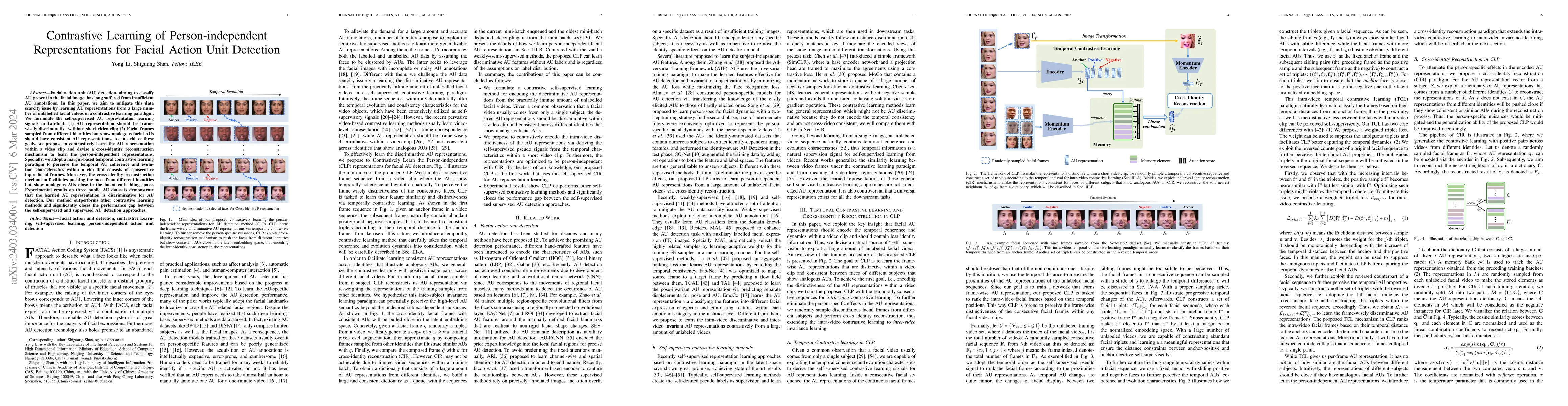 Thumbnail for Contrastive Learning of Person-independent Representations for Facial
  Action Unit Detection