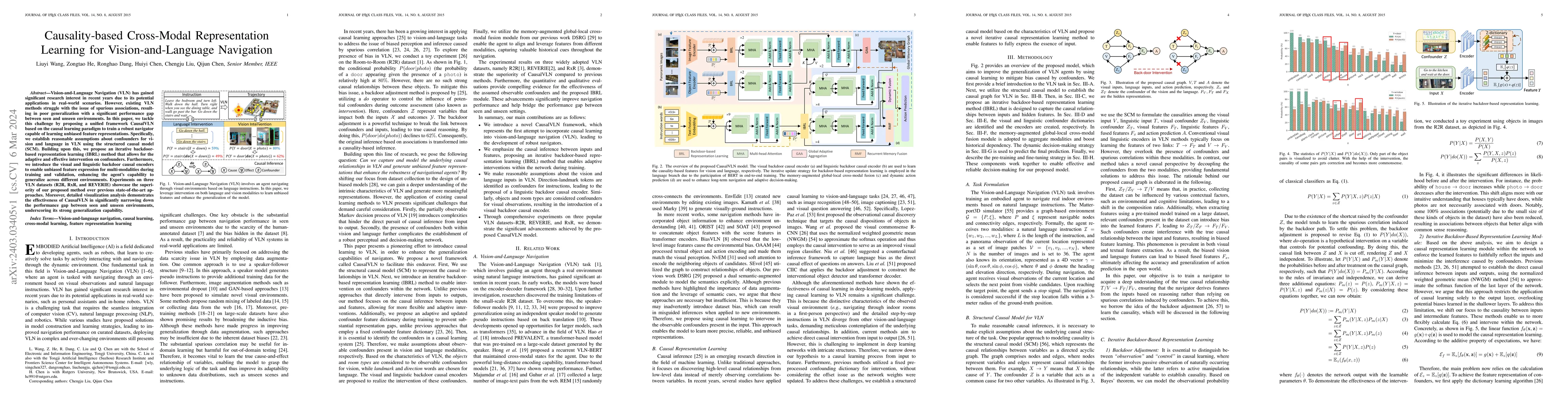 Thumbnail for Causality-based Cross-Modal Representation Learning for
  Vision-and-Language Navigation