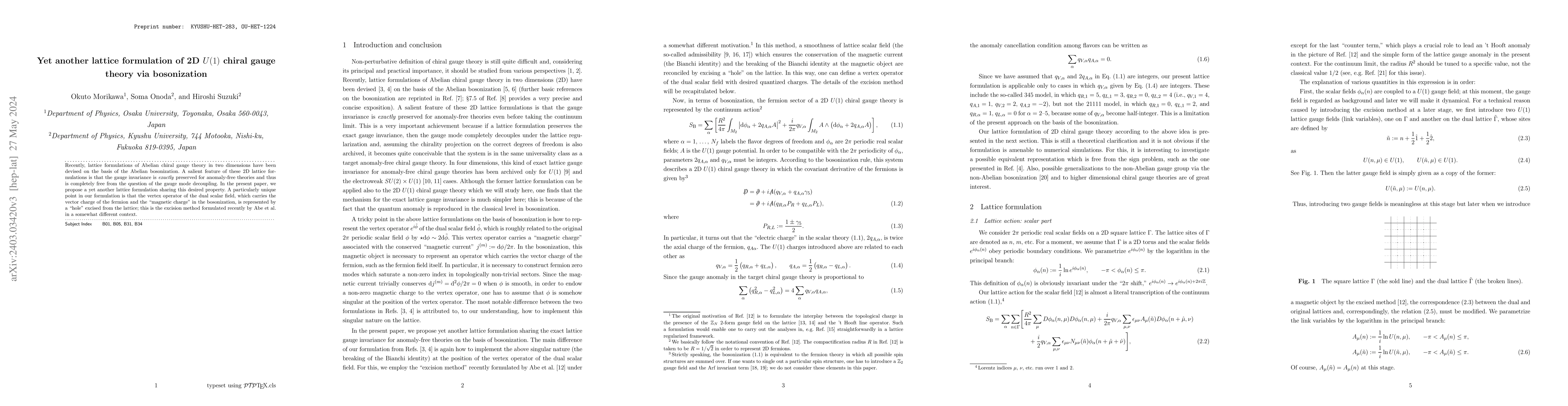 Thumbnail for Yet another lattice formulation of 2D $U(1)$ chiral gauge theory via
  bosonization