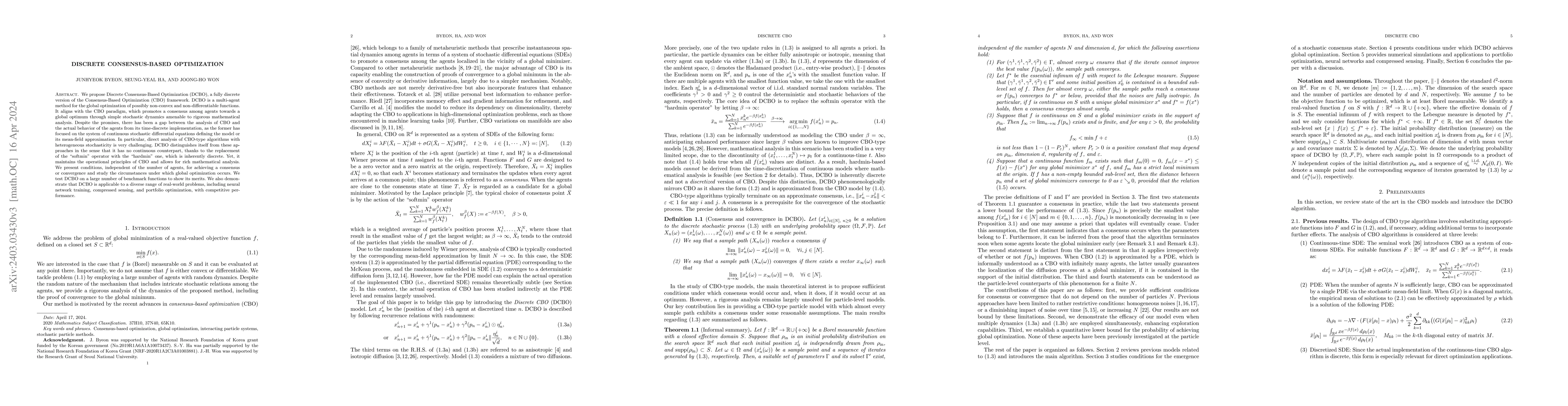 Thumbnail for Discrete Consensus-Based Optimization