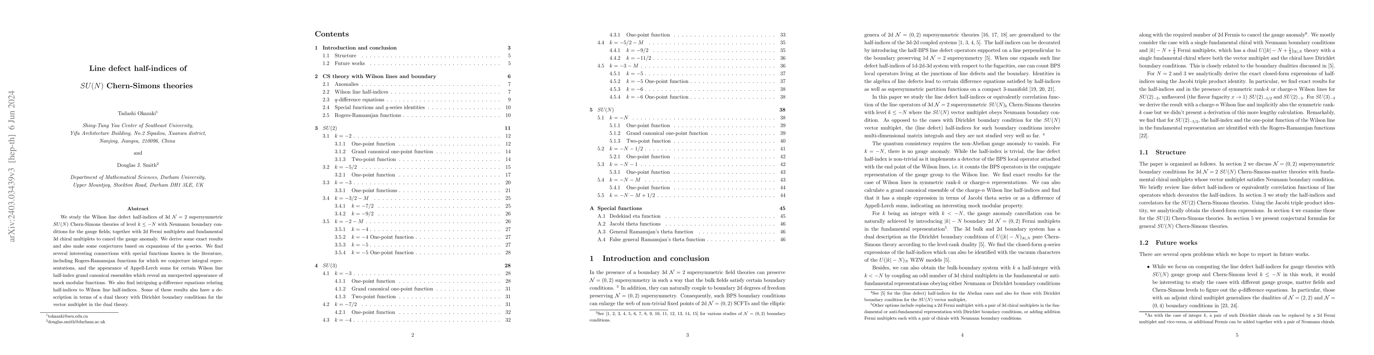 Thumbnail for Line defect half-indices of $SU(N)$ Chern-Simons theories