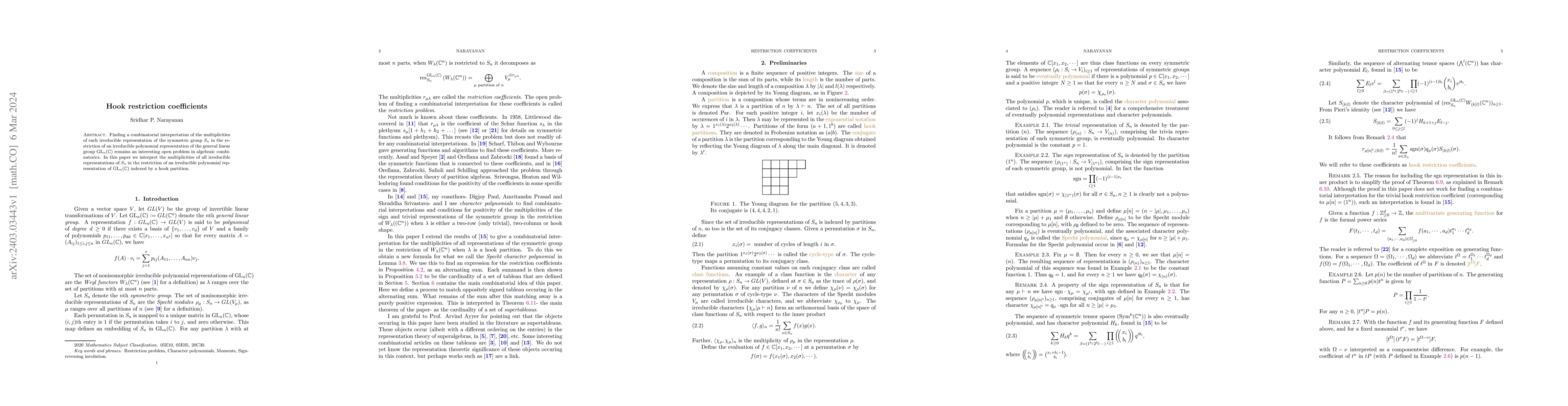 Thumbnail for Hook restriction coefficients