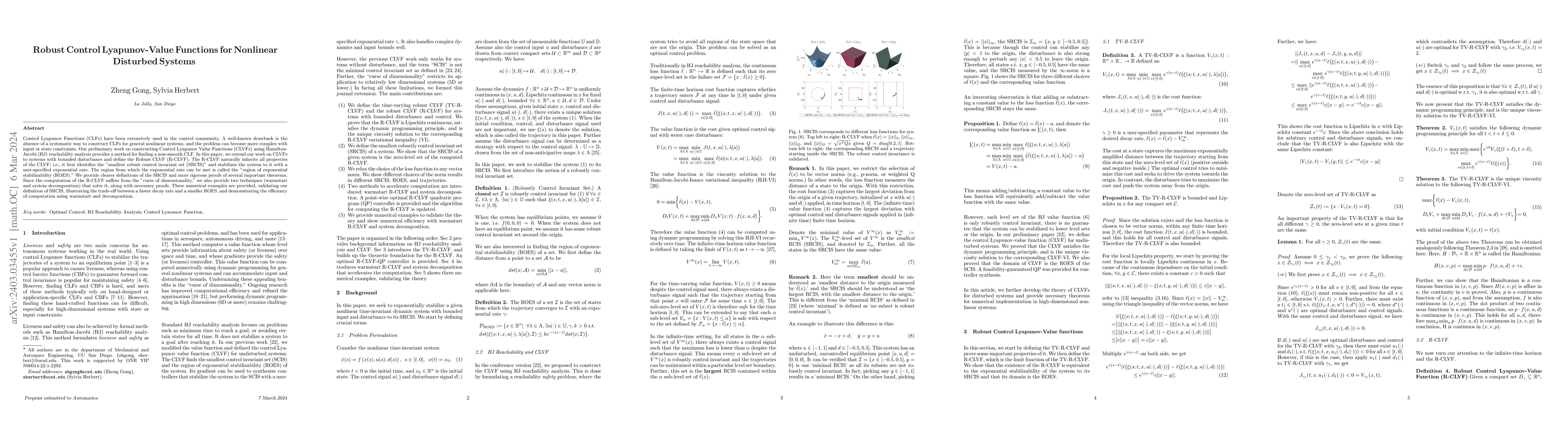 Thumbnail for Robust Control Lyapunov-Value Functions for Nonlinear Disturbed Systems