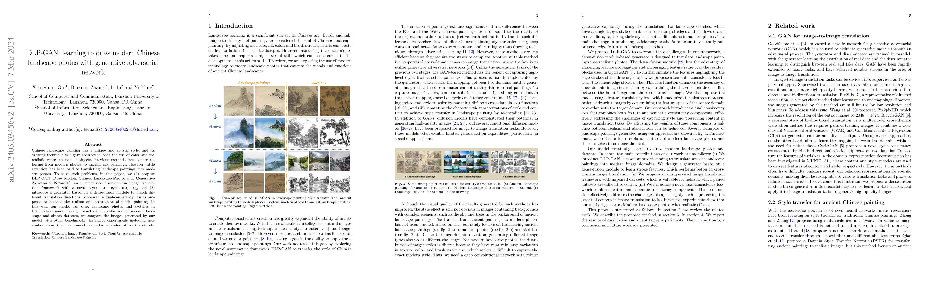 Thumbnail for DLP-GAN: learning to draw modern Chinese landscape photos with
  generative adversarial network