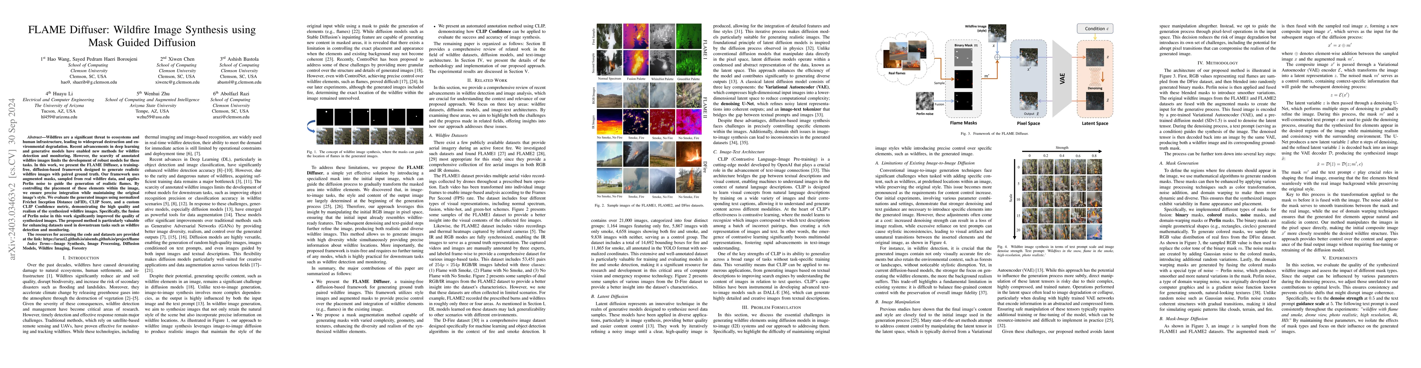 Thumbnail for FLAME Diffuser: Grounded Wildfire Image Synthesis using Mask Guided
  Diffusion
