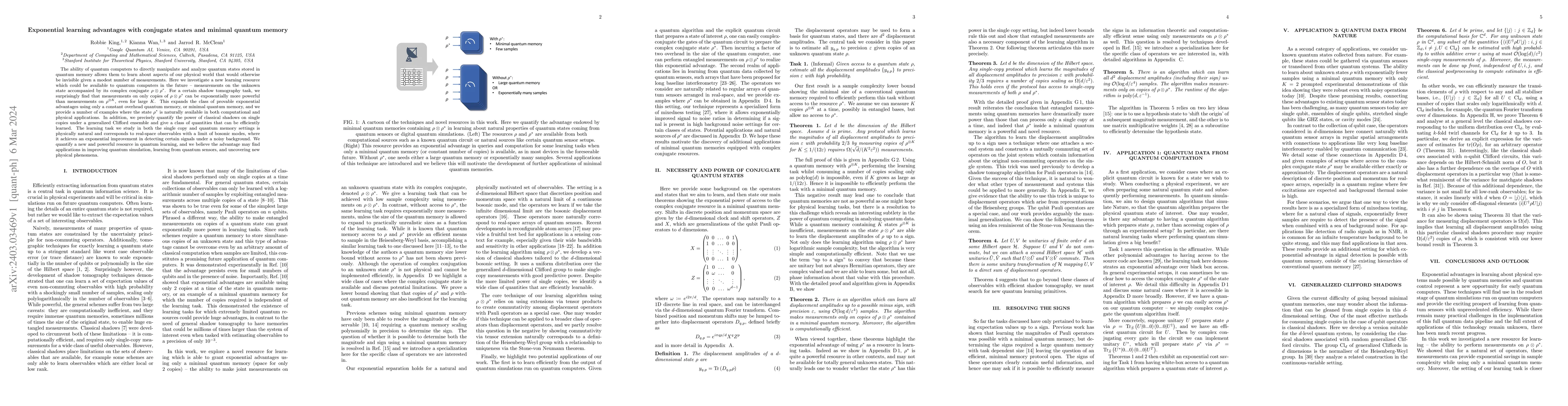 Thumbnail for Exponential learning advantages with conjugate states and minimal
  quantum memory