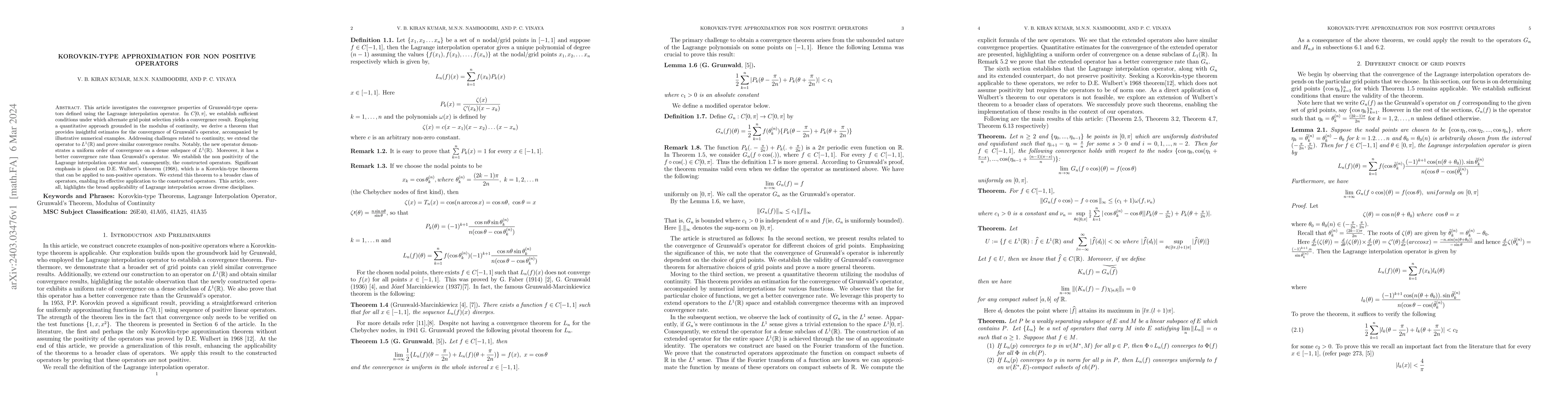 Thumbnail for Korovkin-type approximation for non positive operators