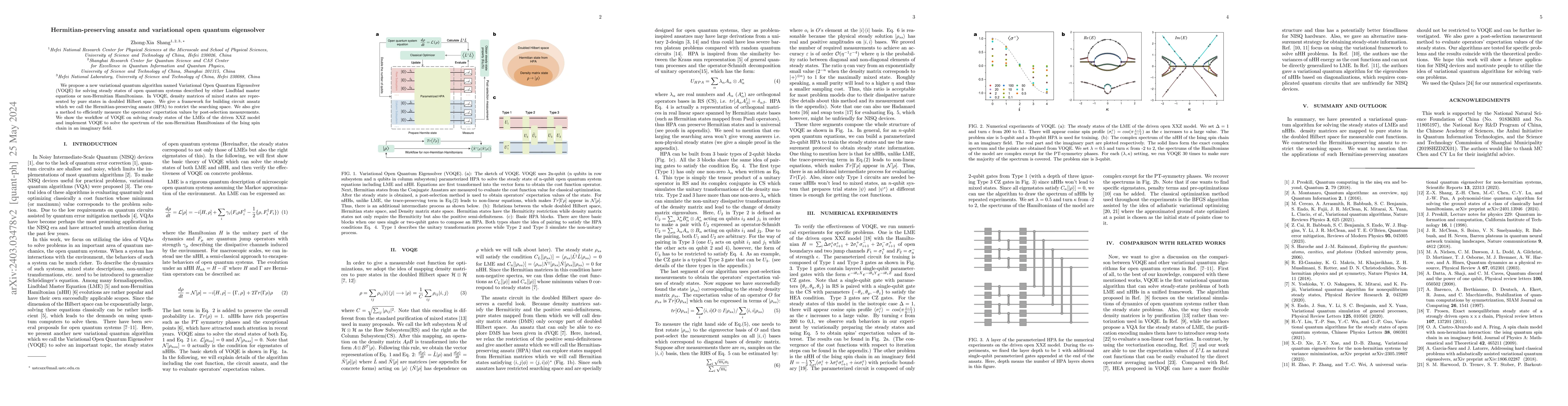 Thumbnail for Hermitian-preserving ansatz and variational open quantum eigensolver