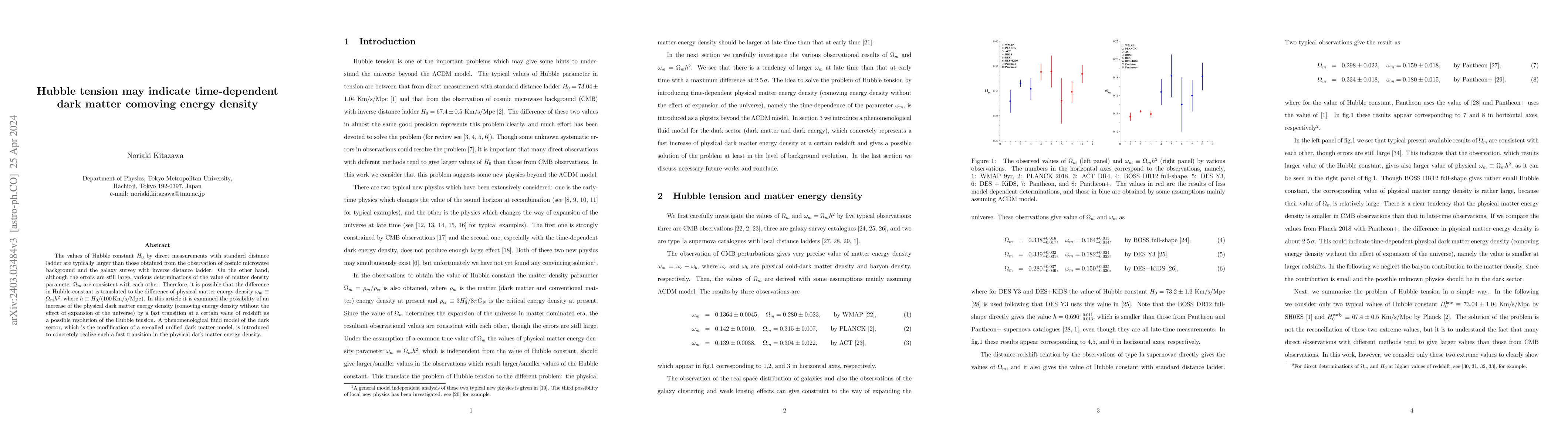 Thumbnail for Hubble tension may indicate time-dependent dark matter comoving energy
  density