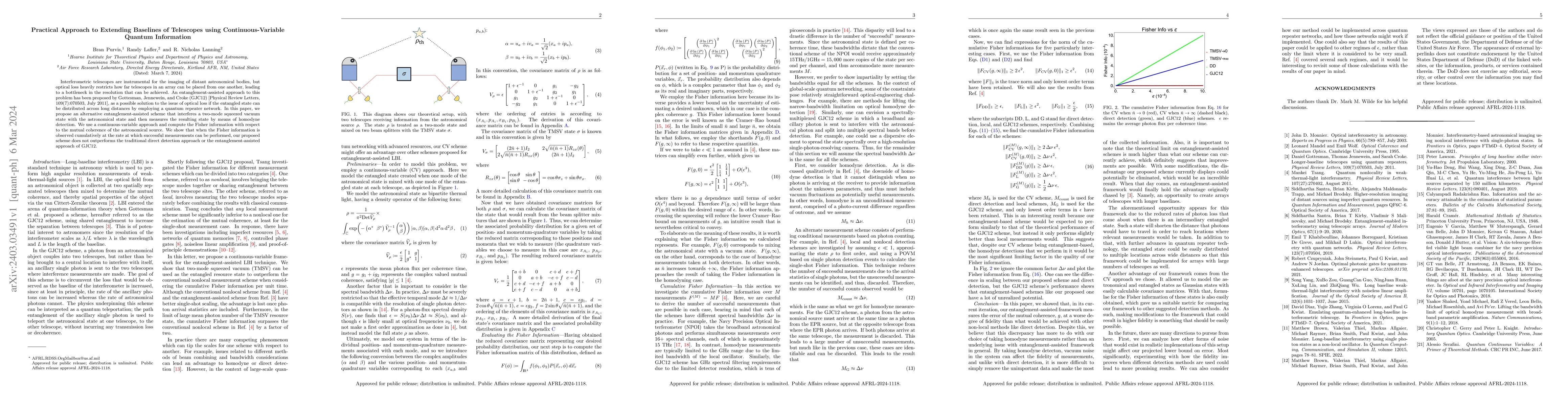 Thumbnail for Practical Approach to Extending Baselines of Telescopes using
  Continuous-Variable Quantum Information