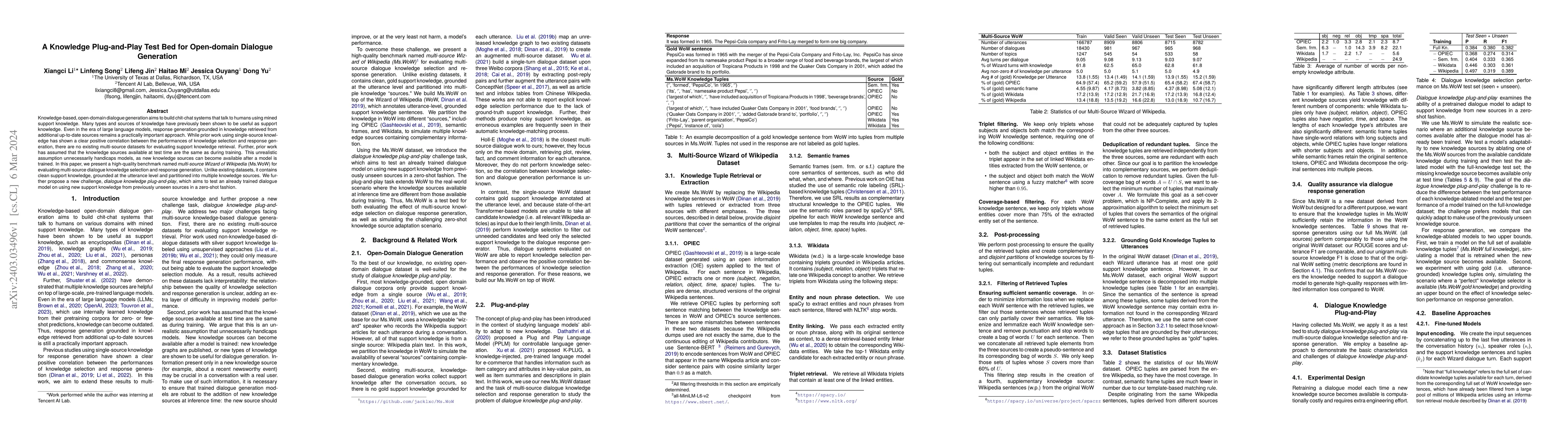 Thumbnail for A Knowledge Plug-and-Play Test Bed for Open-domain Dialogue Generation