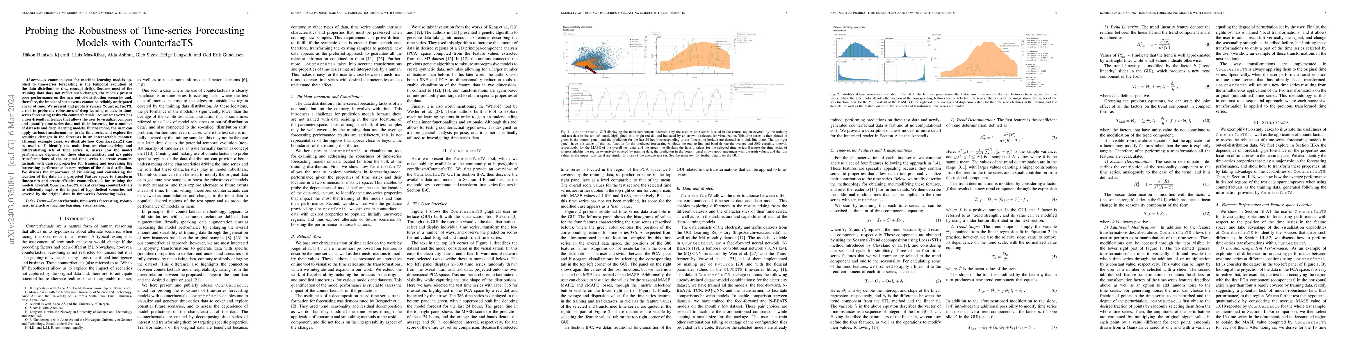 Thumbnail for Probing the Robustness of Time-series Forecasting Models with
  CounterfacTS