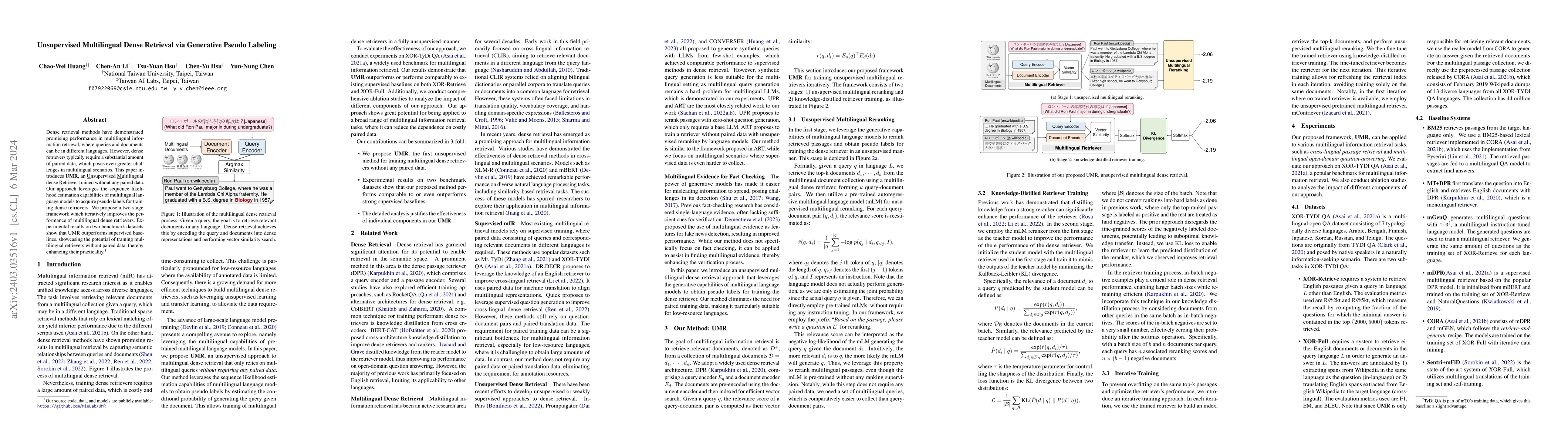 Thumbnail for Unsupervised Multilingual Dense Retrieval via Generative Pseudo Labeling