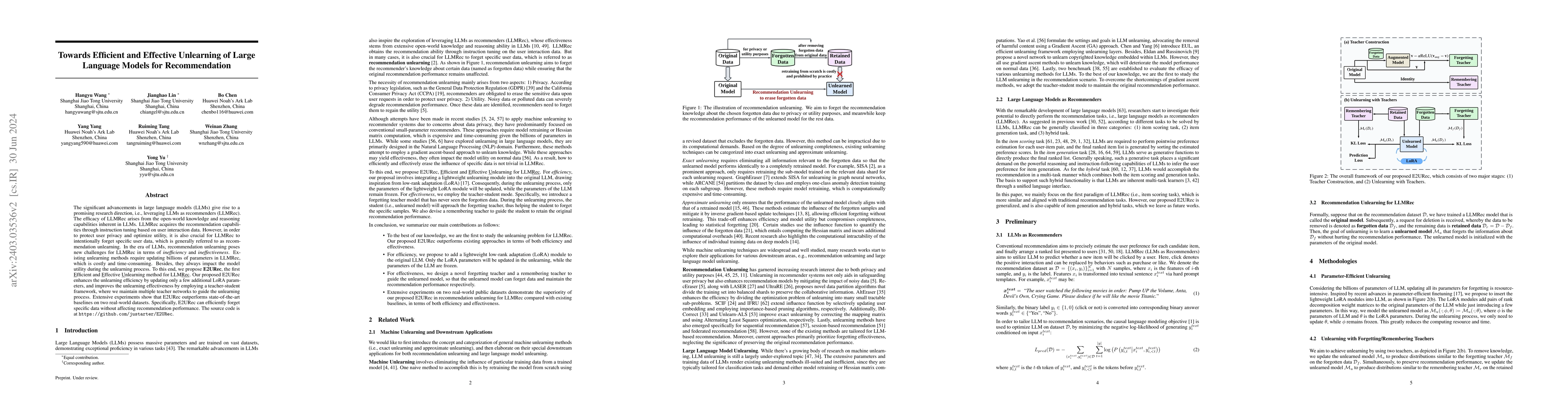 Thumbnail for Towards Efficient and Effective Unlearning of Large Language Models for
  Recommendation