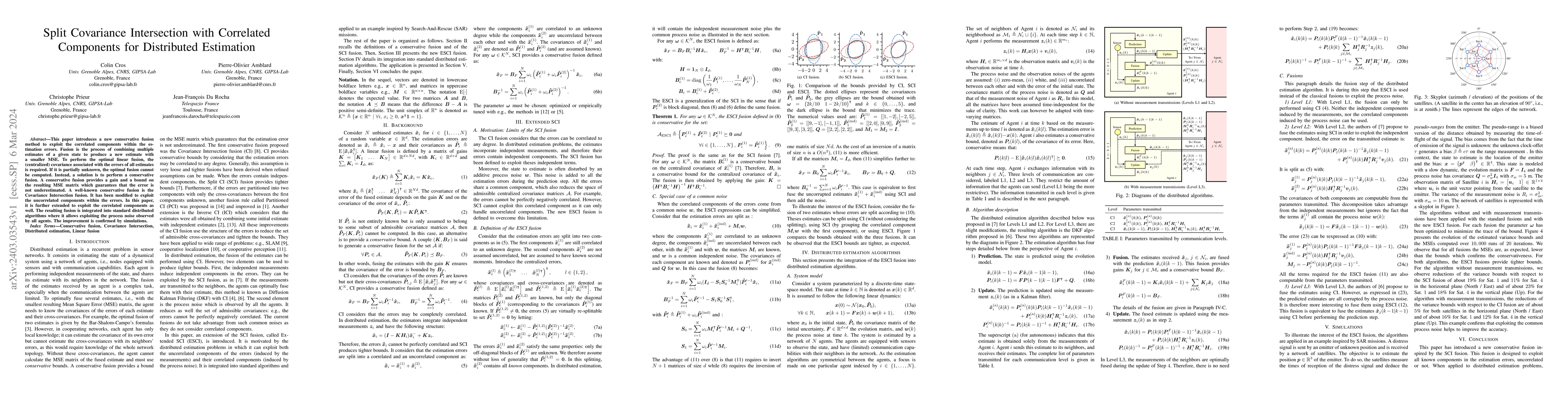 Thumbnail for Split Covariance Intersection with Correlated Components for Distributed
  Estimation