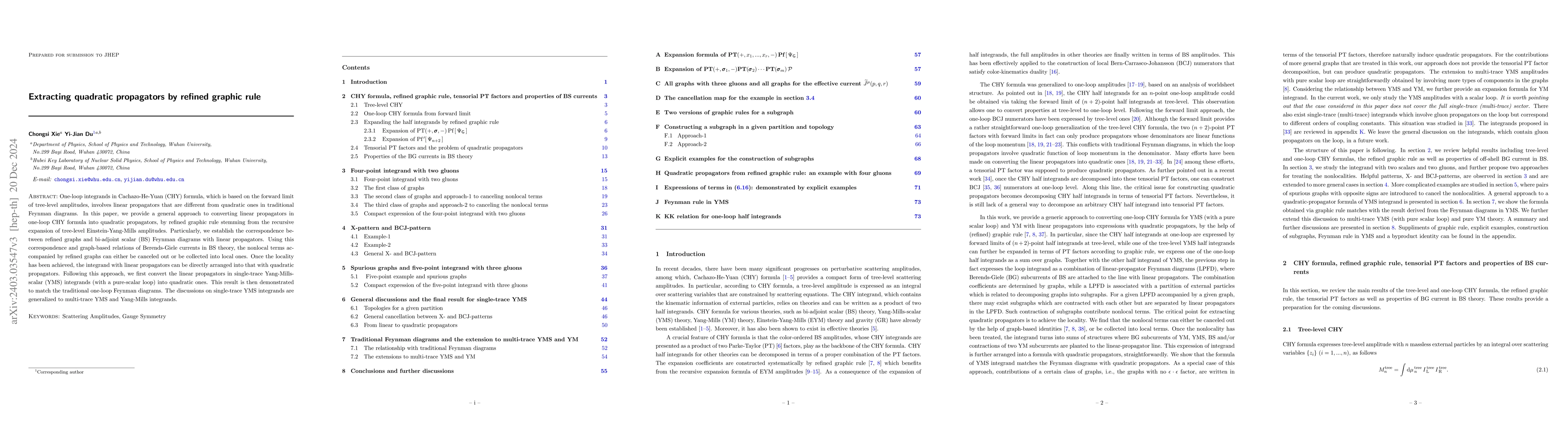 Thumbnail for Extracting quadratic propagators by refined graphic rule