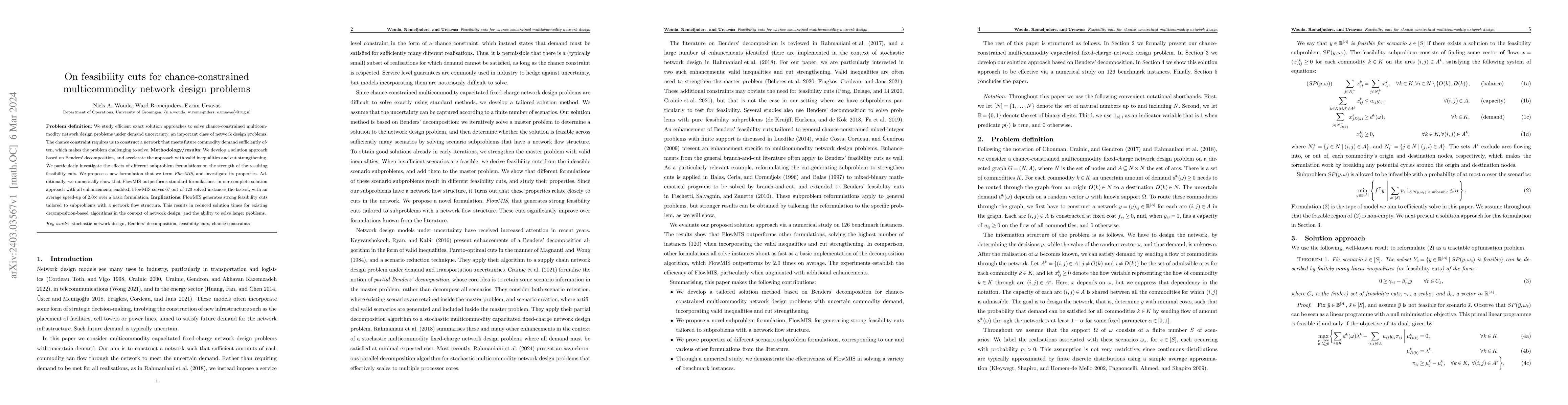 Thumbnail for On feasibility cuts for chance-constrained multicommodity network design
  problems