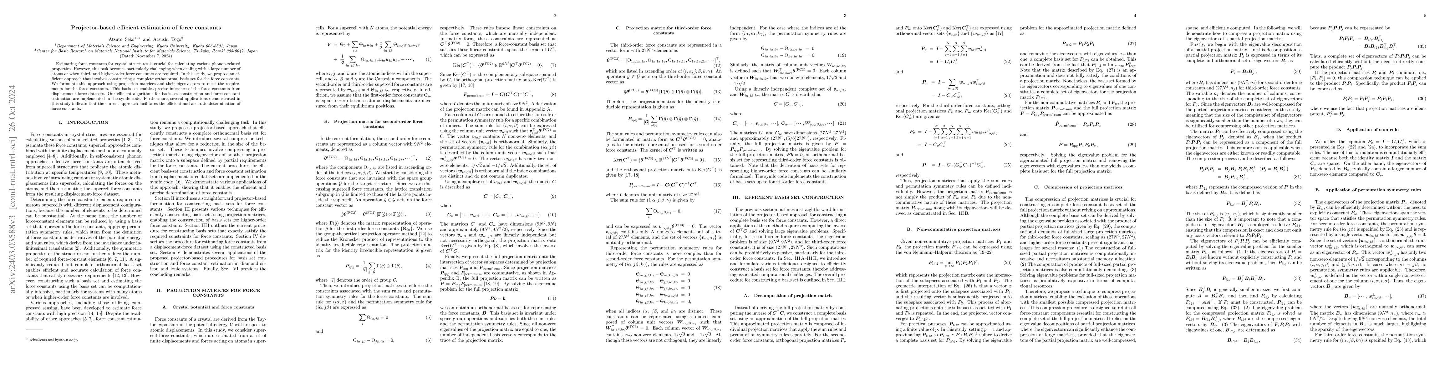 Thumbnail for Projector-based efficient estimation of force constants