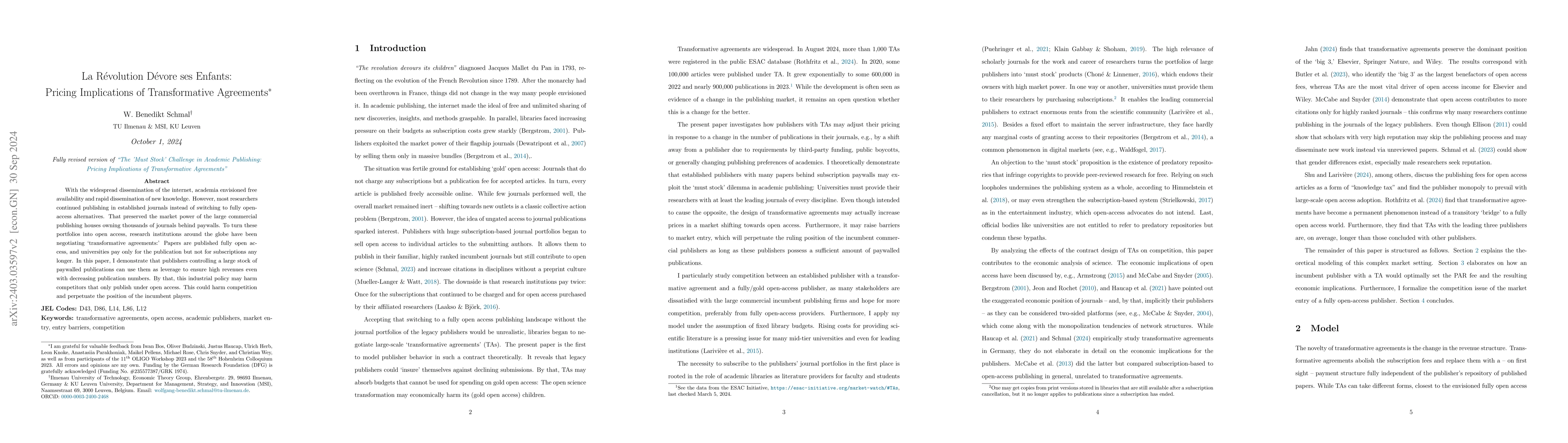 Thumbnail for The 'Must Stock' Challenge in Academic Publishing: Pricing Implications
  of Transformative Agreements