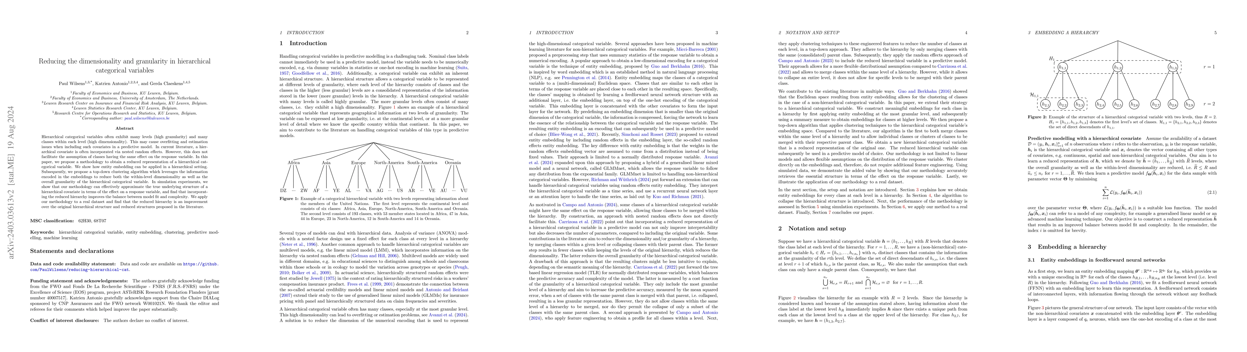 Thumbnail for Reducing the dimensionality and granularity in hierarchical categorical
  variables