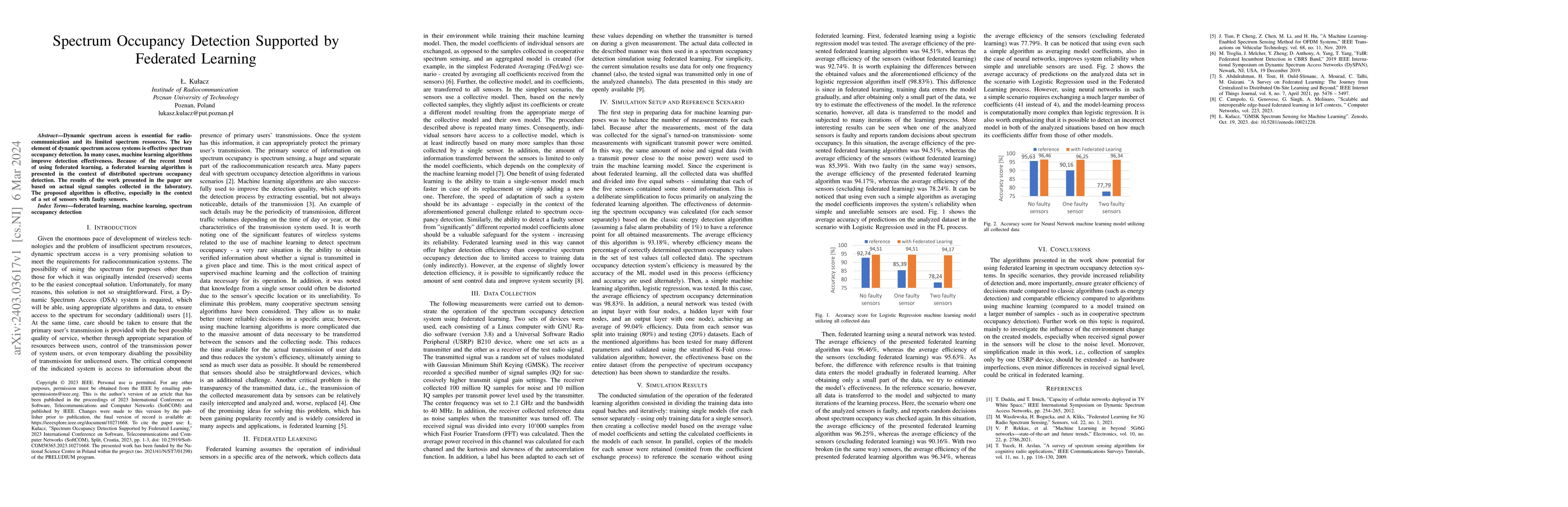 Thumbnail for Spectrum Occupancy Detection Supported by Federated Learning