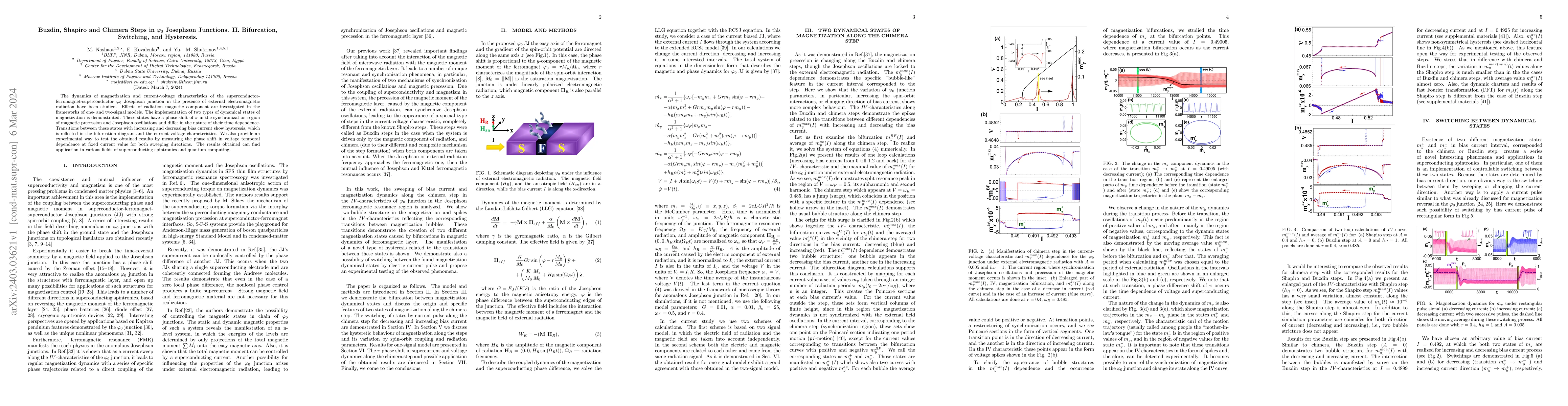 Thumbnail for Buzdin, Shapiro and Chimera Steps in $\varphi_0$ Josephson Junctions.
  II. Bifurcation, Switching, and Hysteresis