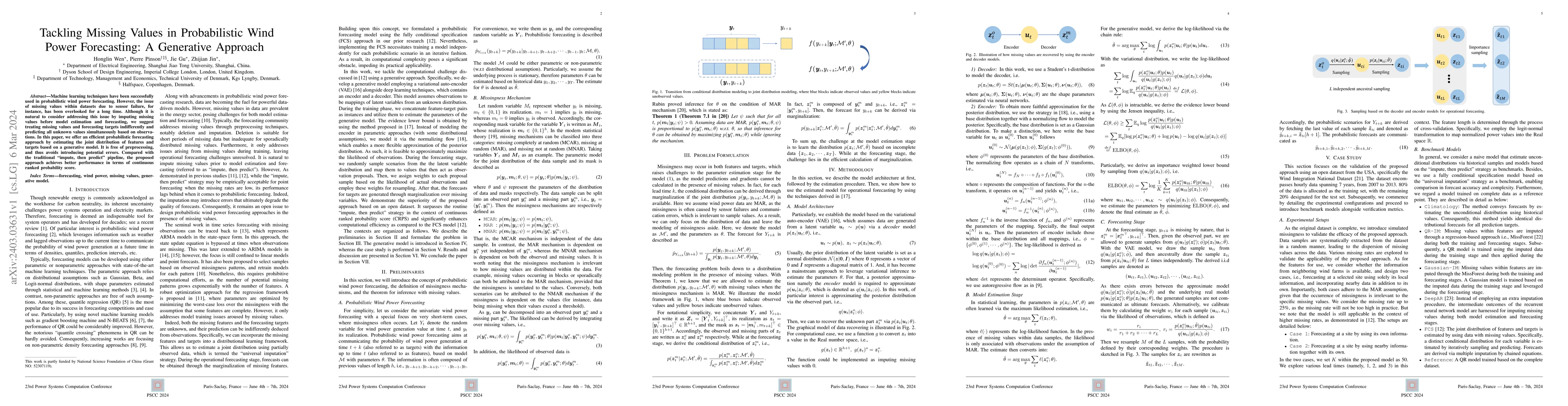 Thumbnail for Tackling Missing Values in Probabilistic Wind Power Forecasting: A
  Generative Approach