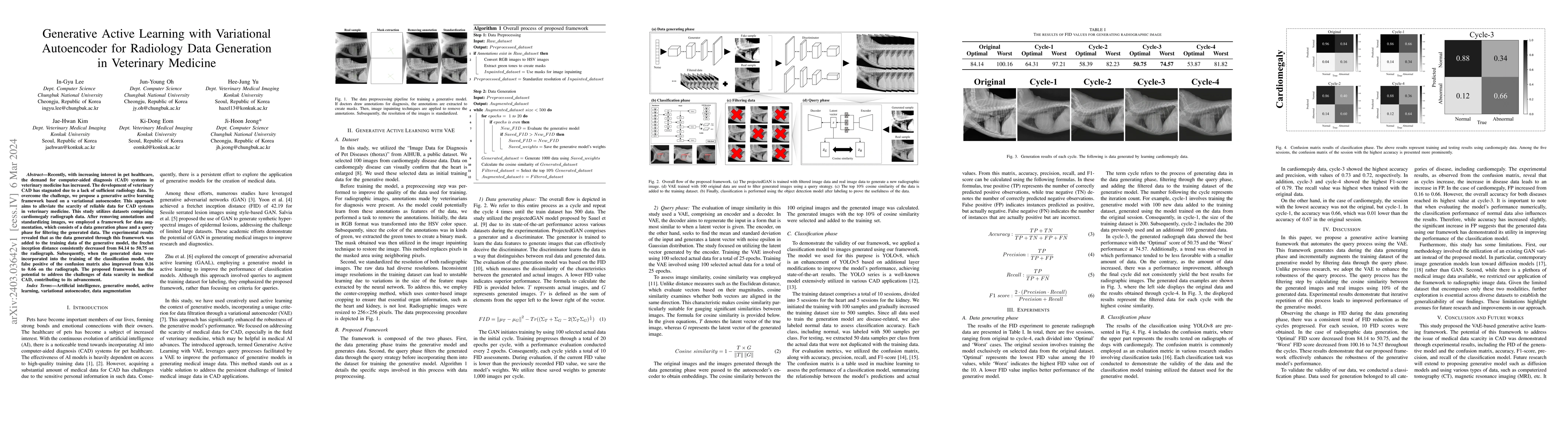 Thumbnail for Generative Active Learning with Variational Autoencoder for Radiology
  Data Generation in Veterinary Medicine