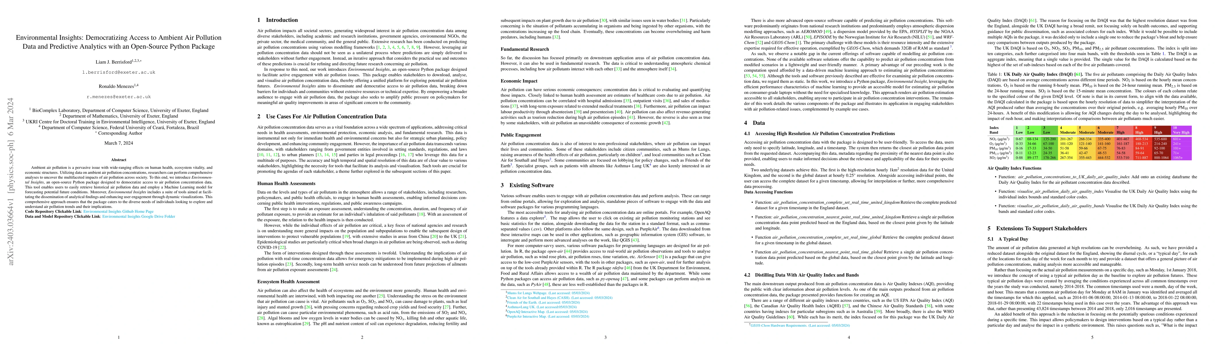 Thumbnail for Environmental Insights: Democratizing Access to Ambient Air Pollution
  Data and Predictive Analytics with an Open-Source Python Package