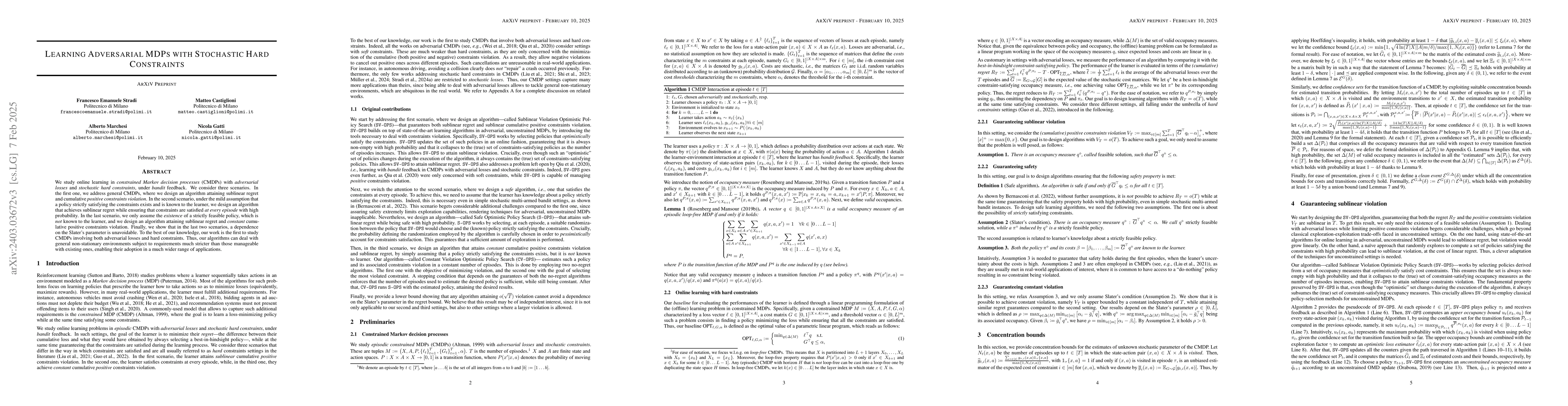 Thumbnail for Learning Adversarial MDPs with Stochastic Hard Constraints