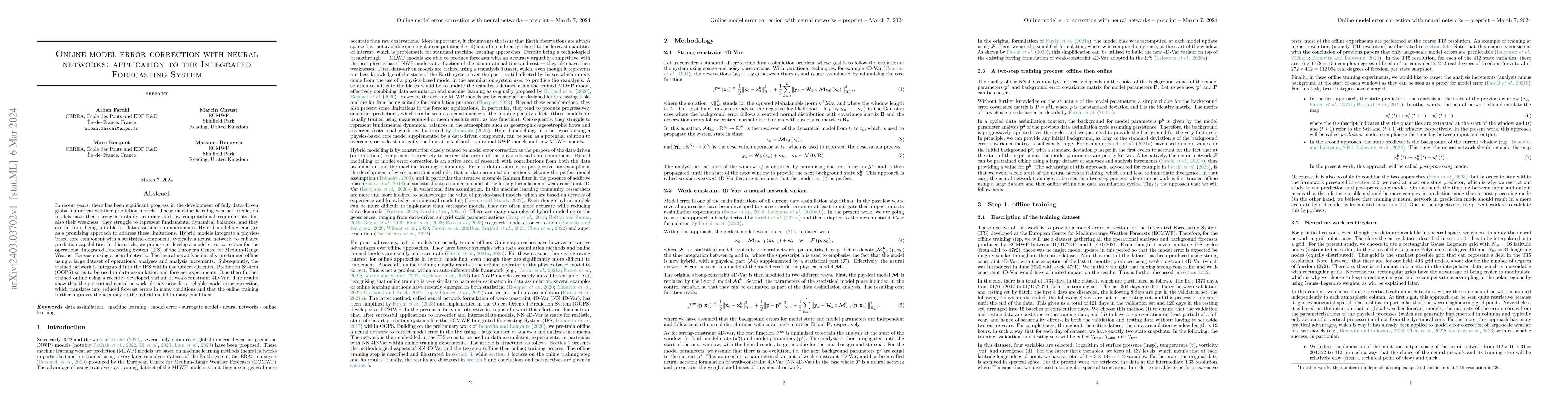 Thumbnail for Online model error correction with neural networks: application to the
  Integrated Forecasting System