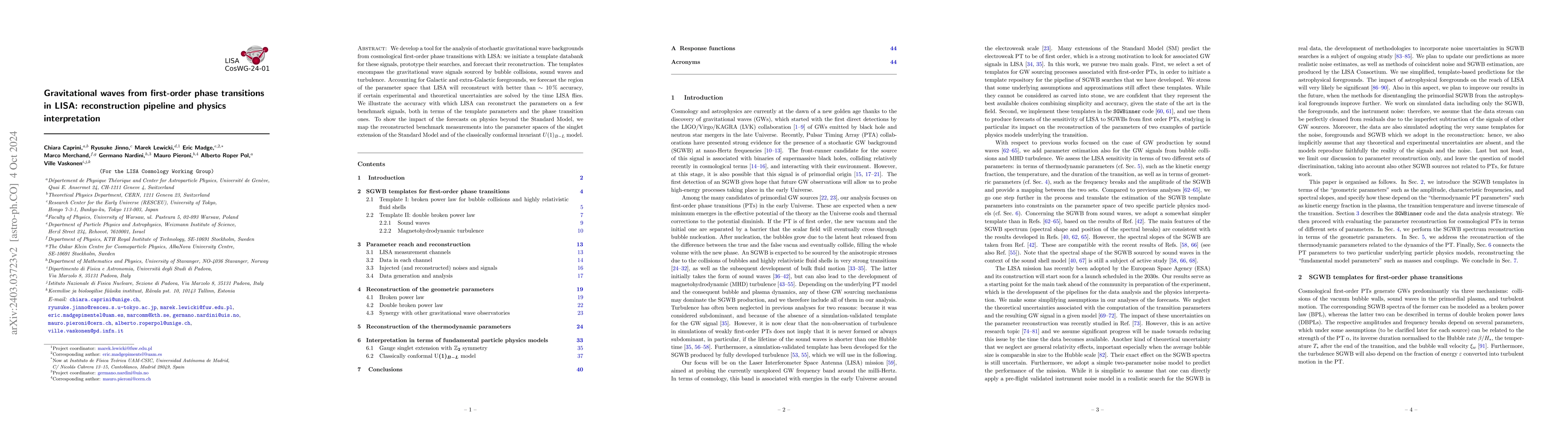 Thumbnail for Gravitational waves from first-order phase transitions in LISA:
  reconstruction pipeline and physics interpretation