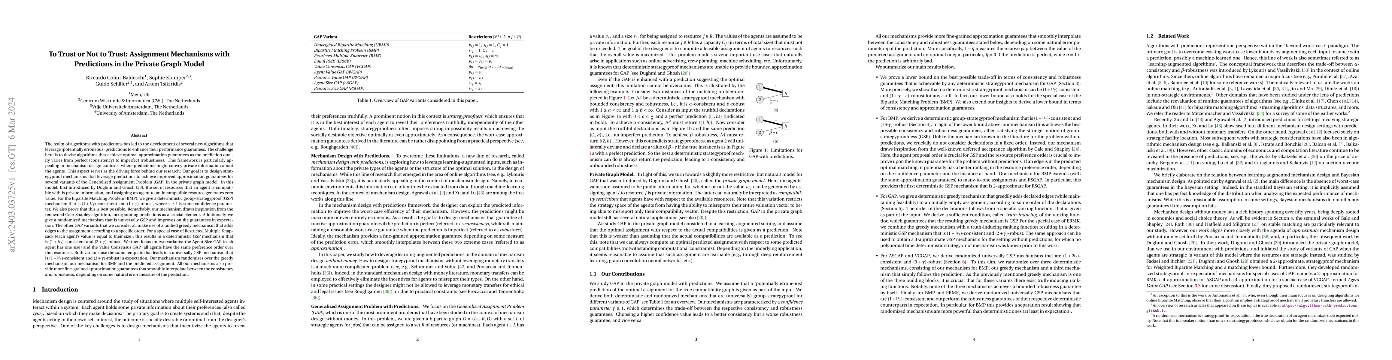 Thumbnail for To Trust or Not to Trust: Assignment Mechanisms with Predictions in the
  Private Graph Model