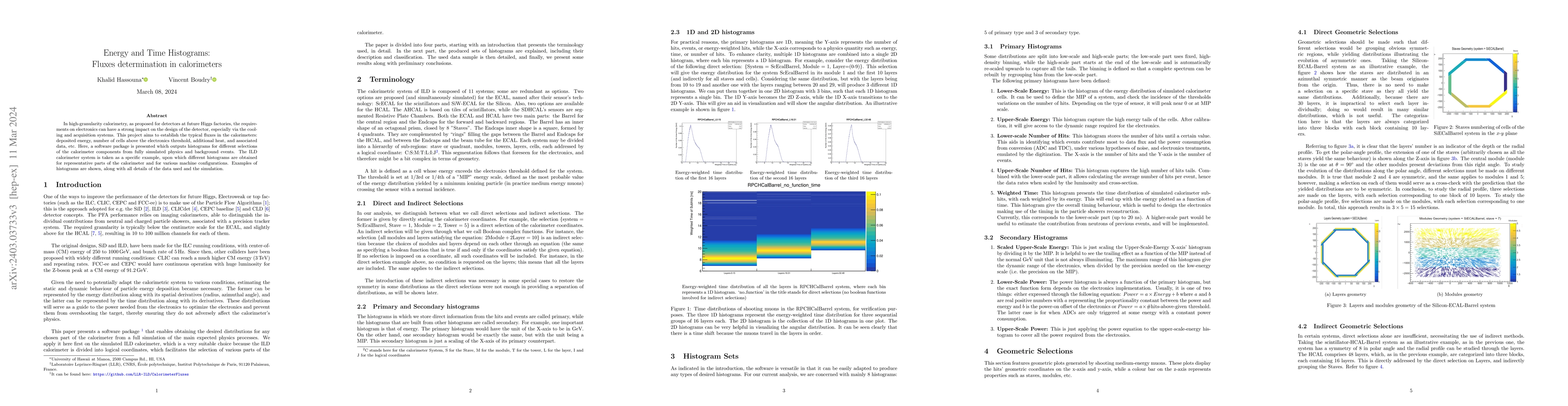 Thumbnail for Energy and Time Histograms: Fluxes determination in calorimeters