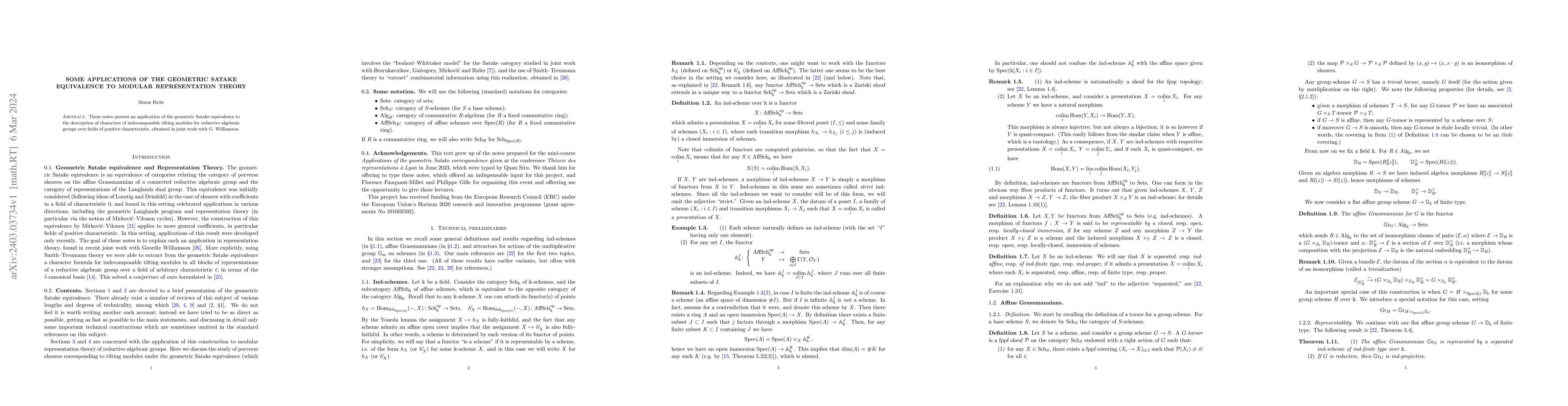 Thumbnail for Some applications of the geometric Satake equivalence to modular
  representation theory