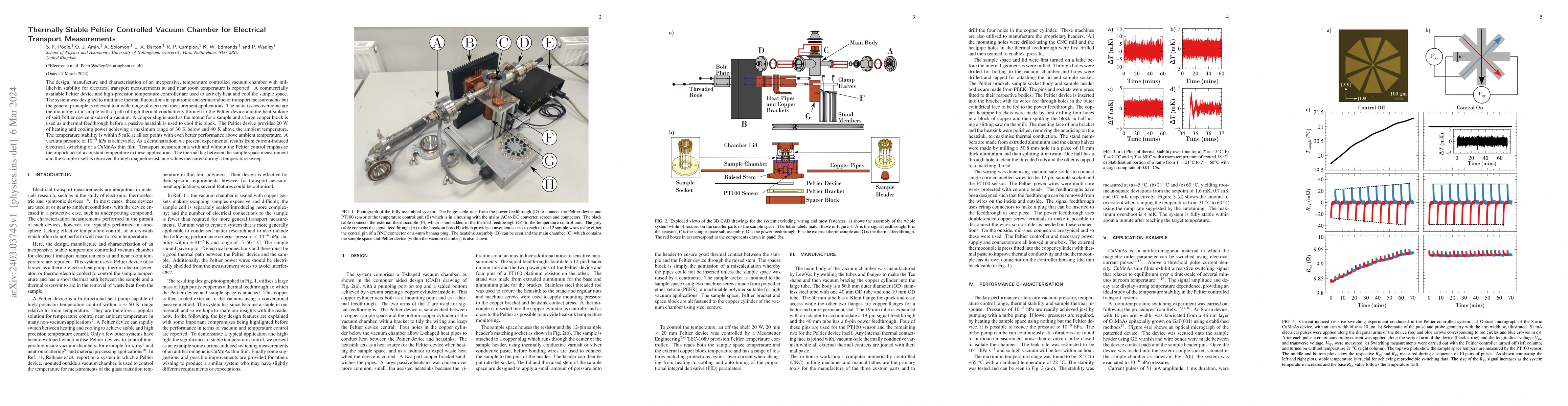 Thumbnail for Thermally Stable Peltier Controlled Vacuum Chamber for Electrical
  Transport Measurements