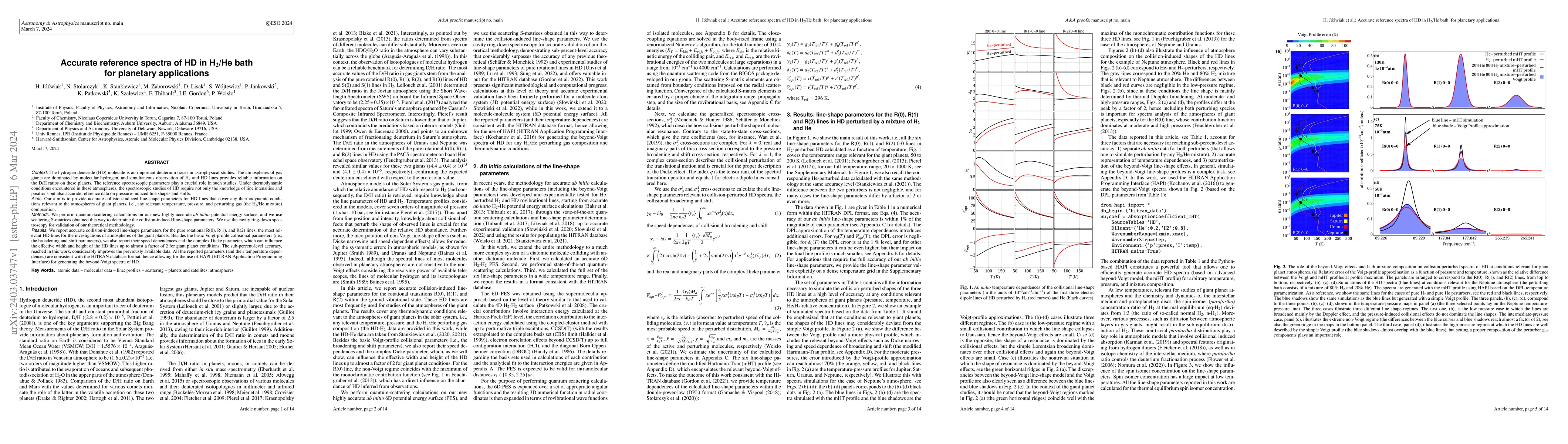 Thumbnail for Accurate reference spectra of HD in H$_2$/He bath for planetary
  applications