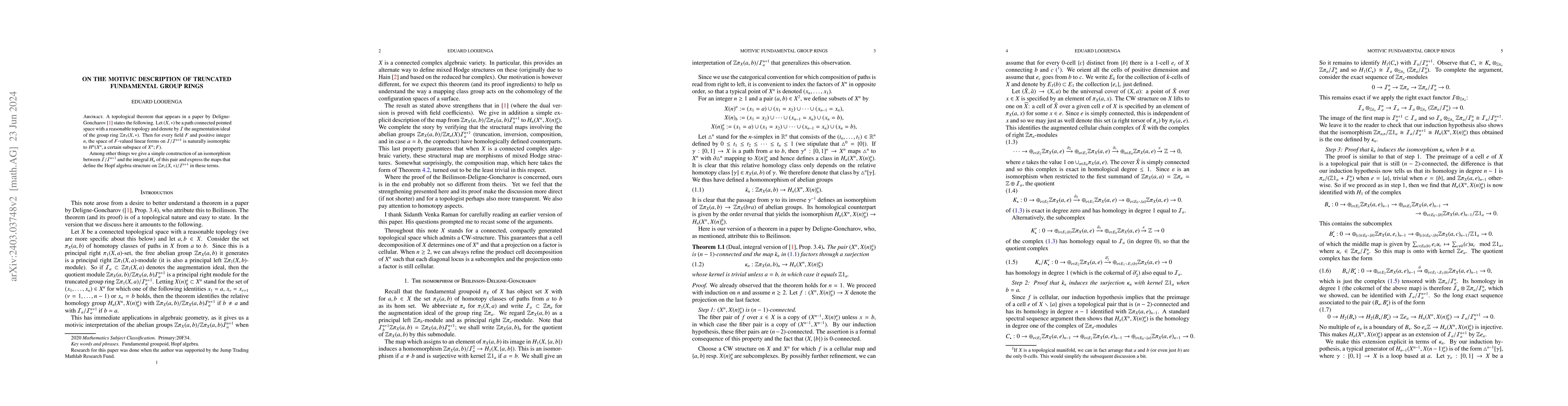 Thumbnail for On the motivic description of truncated fundamental group rings