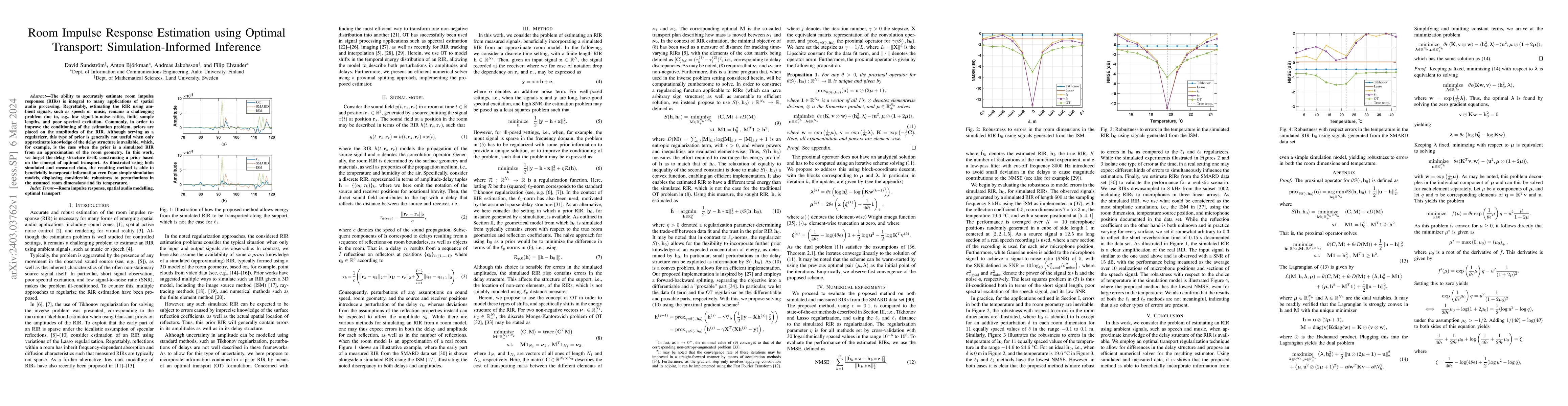 Thumbnail for Room Impulse Response Estimation using Optimal Transport:
  Simulation-Informed Inference