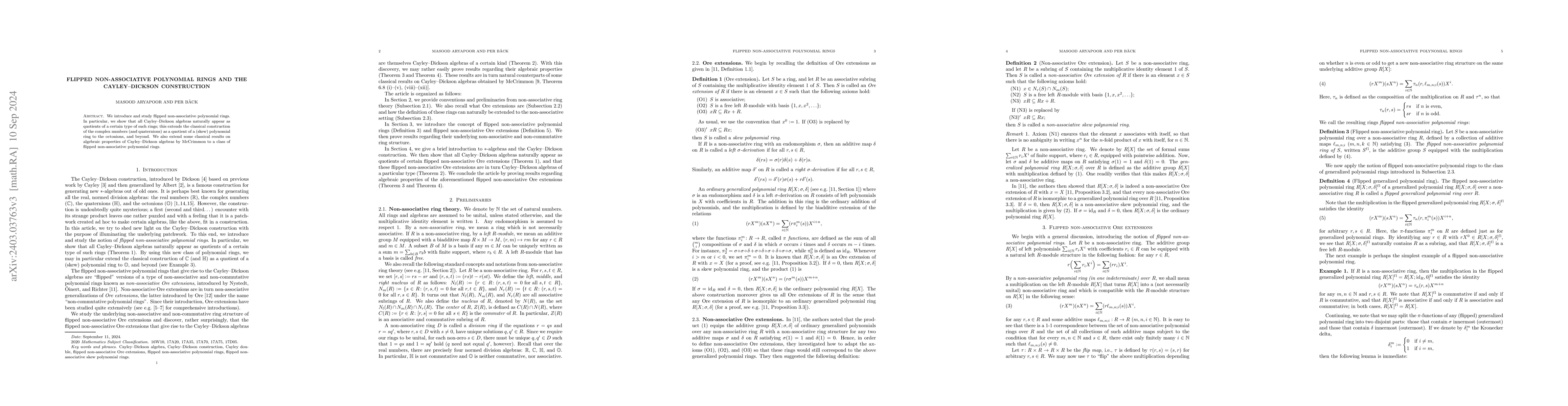 Thumbnail for Flipped non-associative polynomial rings and the Cayley-Dickson
  construction