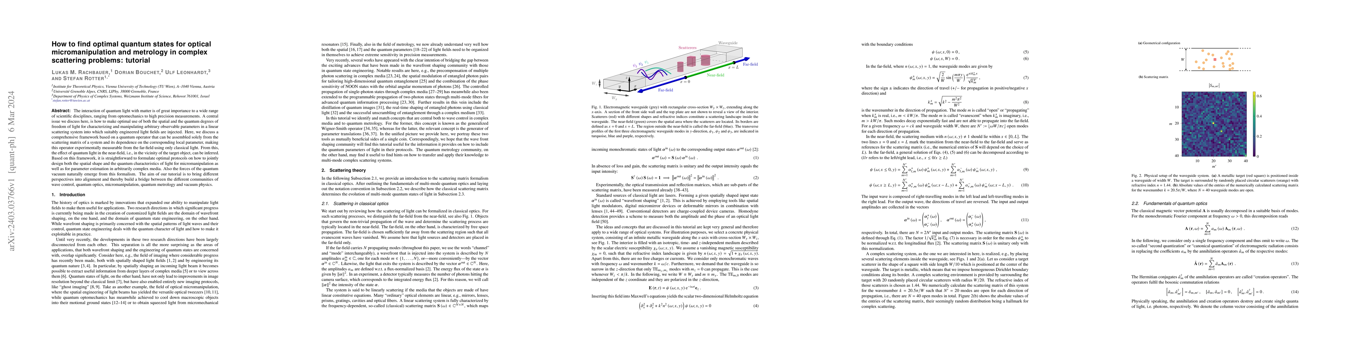 Thumbnail for How to find optimal quantum states for optical micromanipulation and
  metrology in complex scattering problems: tutorial
