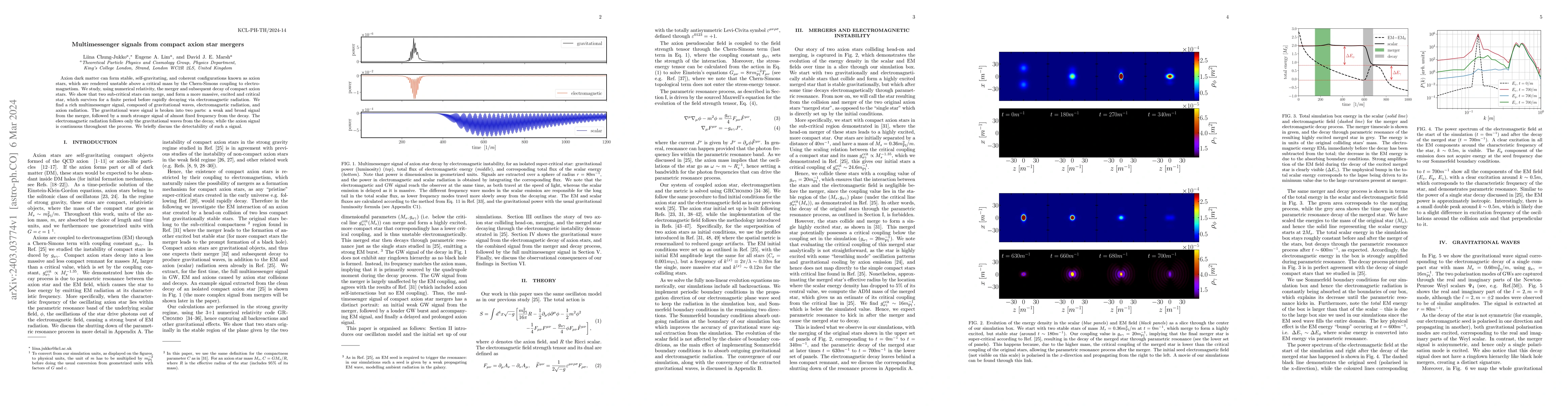 Thumbnail for Multimessenger signals from compact axion star mergers