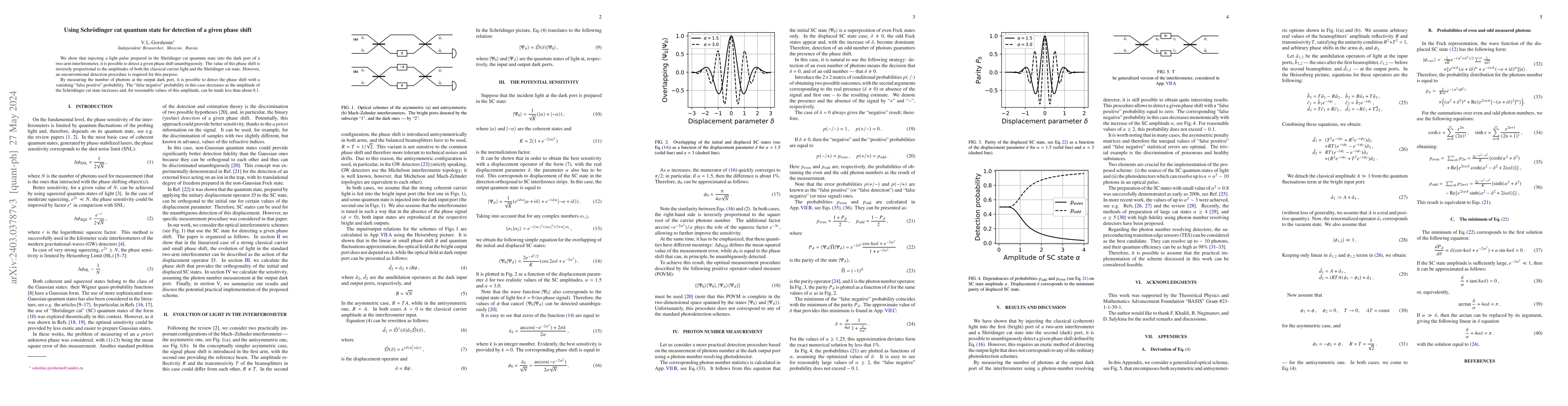 Thumbnail for Using Schroedinger cat quantum state for detection of a given phase
  shift