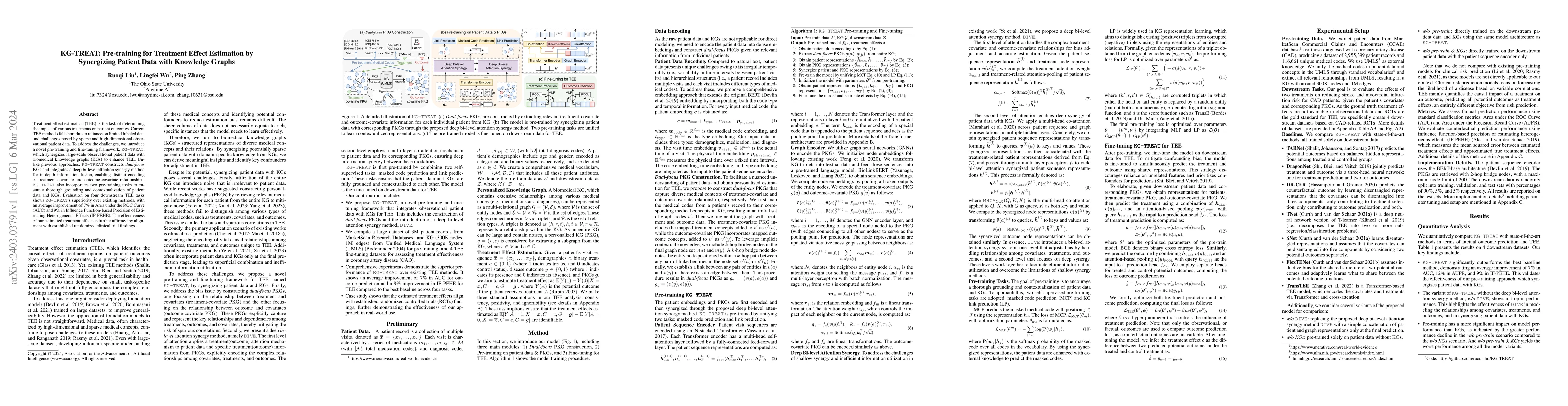 Thumbnail for KG-TREAT: Pre-training for Treatment Effect Estimation by Synergizing
  Patient Data with Knowledge Graphs