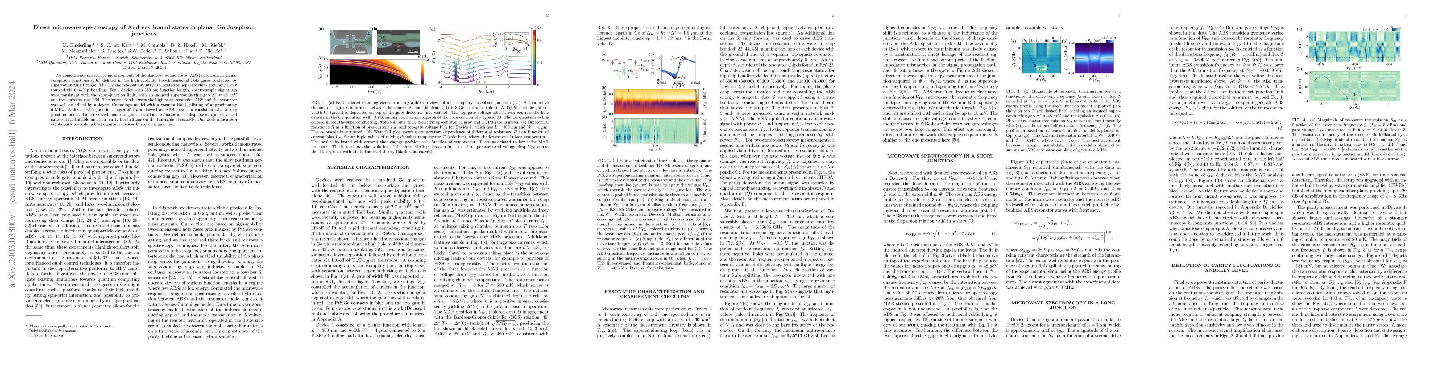 Thumbnail for Direct microwave spectroscopy of Andreev bound states in planar Ge
  Josephson junctions